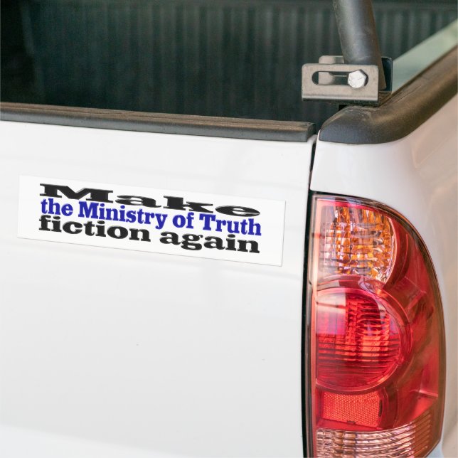 Ministry of Truth Fake News black and blue text Bumper Sticker (On Truck)
