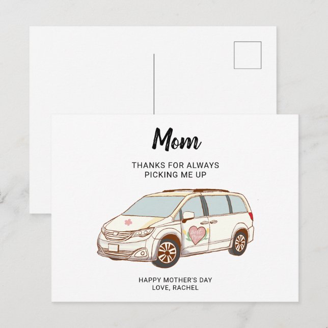 Minivan Mum Mother's Day Cute Best Mum Postcard (Front/Back)