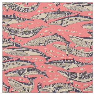 minke whales georgia peach fabric