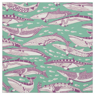 minke whales purple peppermint fabric