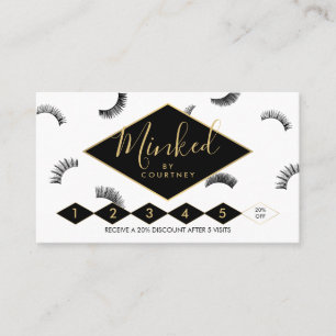 Minked Text Lashes Pattern White/Black Loyalty Card