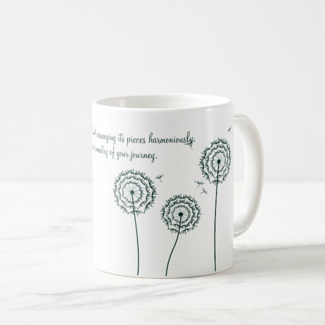 Minmalist green dandelion motivational quote  coffee mug (Front Right)