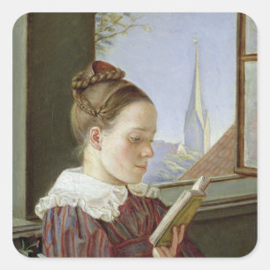 Minna Wasmann, the sister of the artist , 1822 Square Sticker
