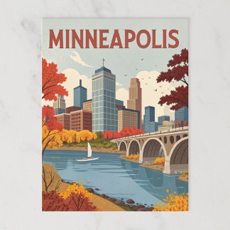 Minneapolis: Autumn Cityscape on the Mississippi Postcard