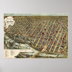 Minneapolis birdseye map  - 1891 (Smith) BigMapBlo Poster
