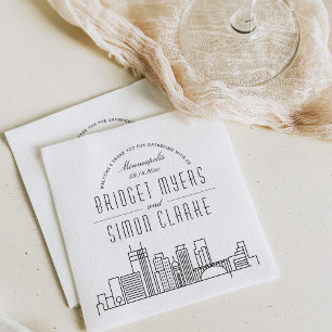 Minneapolis Deco Skyline   Wedding Event Napkins