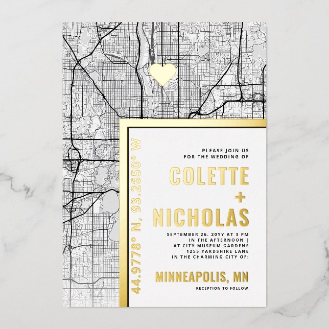 Minneapolis Love Locator | City Themed Wedding (Front)