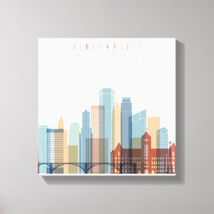 Minneapolis, Minnesota   City Skyline Canvas Print