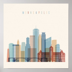 Minneapolis, Minnesota City Skyline Poster