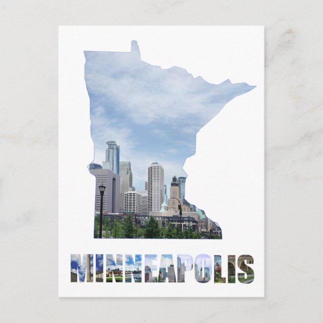 Minneapolis Minnesota City Skyline Travel Postcard (Front)