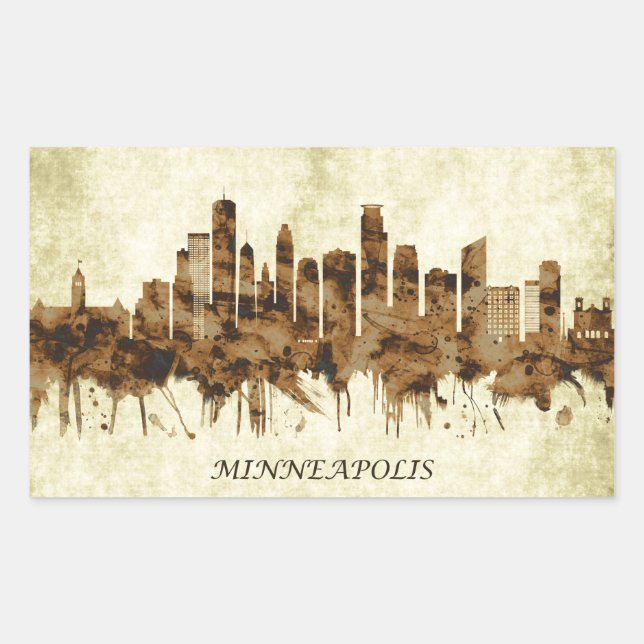 Minneapolis Minnesota Cityscape Rectangular Sticker (Front)