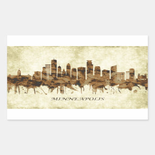 Minneapolis Minnesota Cityscape Rectangular Sticker