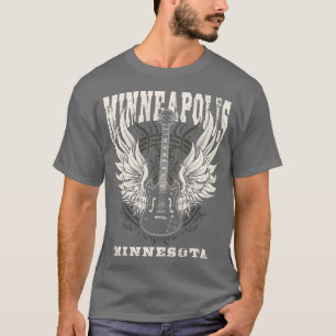 Minneapolis Minnesota Distressed Guitar Angel Wing T-Shirt