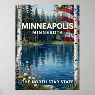 Minneapolis Minnesota Lakes City Heritage Poster