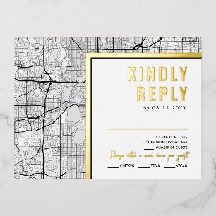 Minneapolis, Minnesota Love Locator RSVP Reply Foil Invitation Postcard