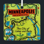 Minneapolis Minnesota Map Metal Ornament<br><div class="desc">A great colourful old map of Minneapolis,  Minnesota repurposed on an ornament.</div>