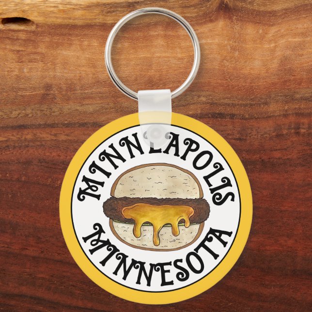 Minneapolis Minnesota MN Juicy Lucy Cheese Burger  Key Ring (Back)