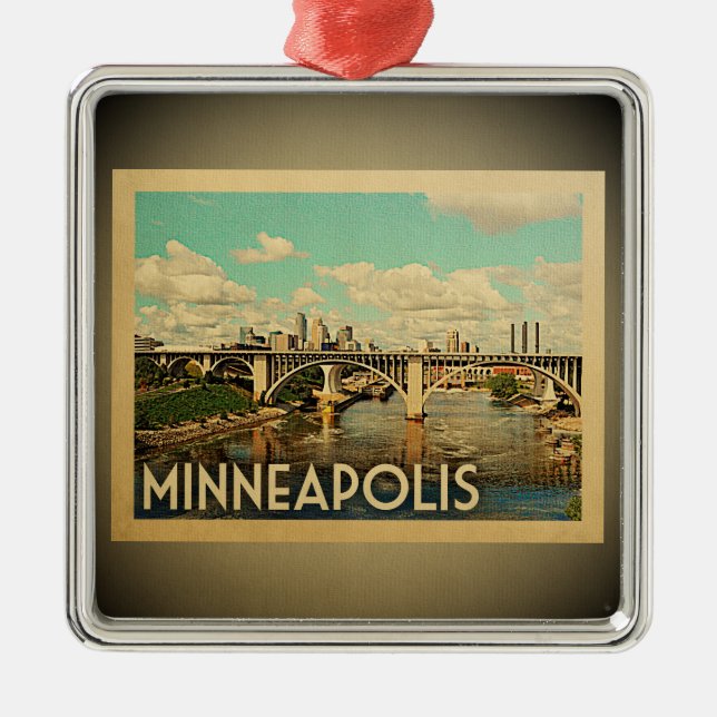 Minneapolis Minnesota Ornament Vintage Travel (Front)