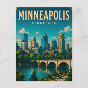 🌉 Minneapolis Minnesota Skyline And River Postcard