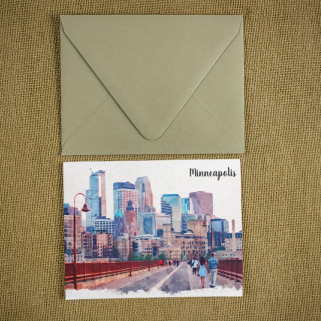 Minneapolis Minnesota Skyline City View Postcard (Minneapolis MInnesota panorama view postcard)