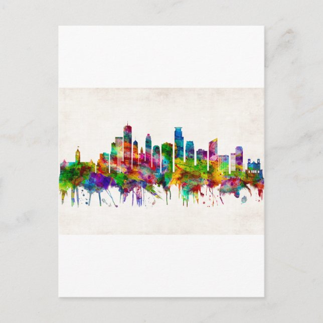 Minneapolis Minnesota Skyline Holiday Postcard (Front)
