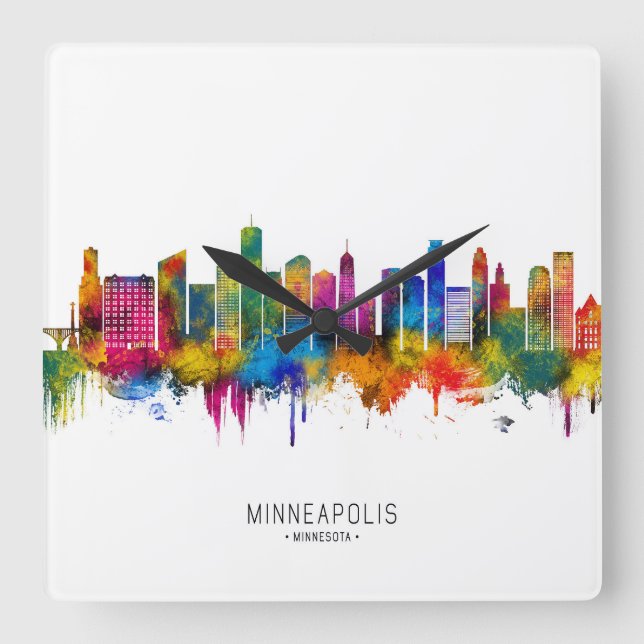 Minneapolis Minnesota Skyline Square Wall Clock (Front)