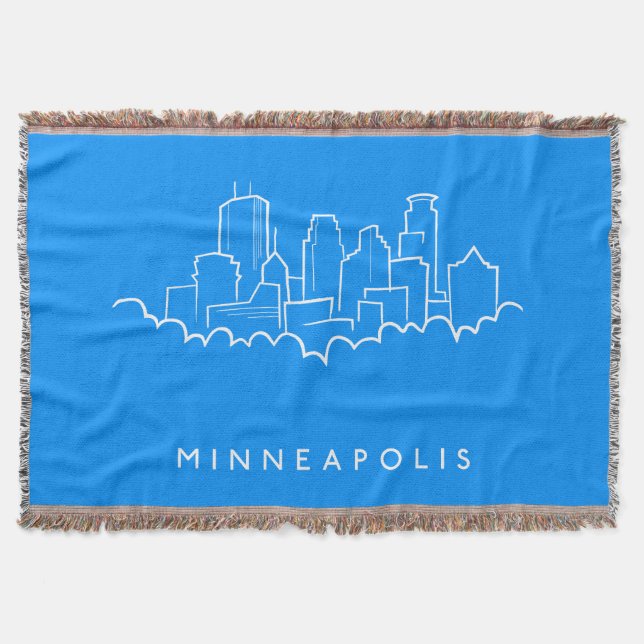 Minneapolis, Minnesota Skyline Throw Blanket (Front)