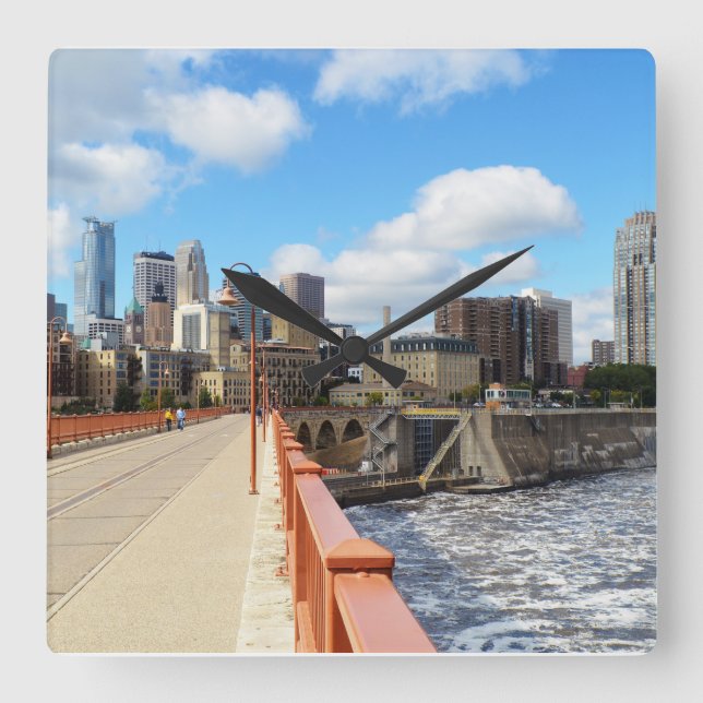 Minneapolis Minnesota Square Wall Clock (Front)