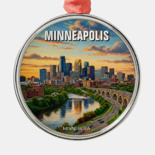 Minneapolis Minnesota Travel Metal Tree Decoration