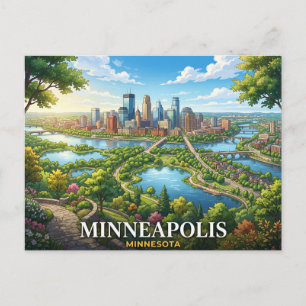 minneapolis minnesota travel postcard