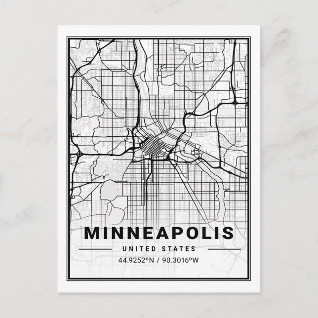 Minneapolis Minnesota USA Travel City Map Postcard (Front)