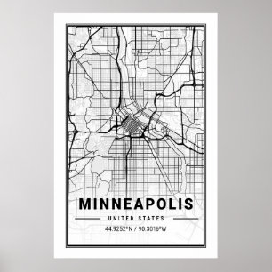 Minneapolis Minnesota USA Travel City Map Poster