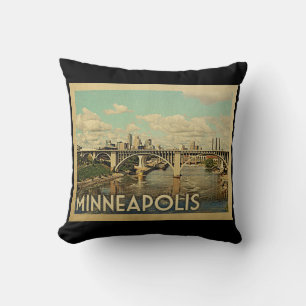 Minneapolis Minnesota Vintage Travel Cushion