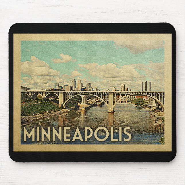 Minneapolis Minnesota Vintage Travel Mouse Mat (Front)