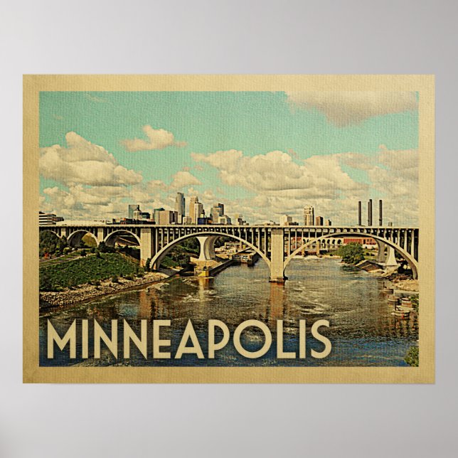 Minneapolis Minnesota Vintage Travel Poster (Front)