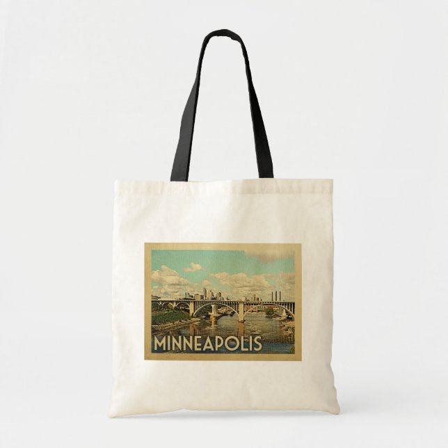 Minneapolis Minnesota Vintage Travel Tote Bag (Front)