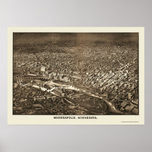 Minneapolis, MN Panoramic Map - 1885 Poster
