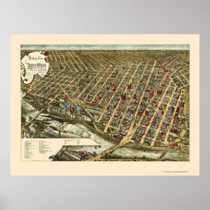Minneapolis, MN Panoramic Map - 1891 Poster
