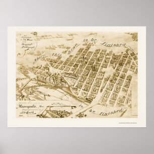 Minneapolis, MN Panoramic Map - 1891 Poster