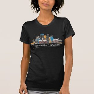Minneapolis, MN Skyline Black T-Shirt