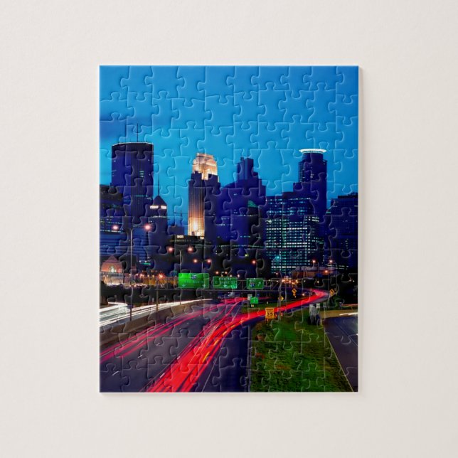 Minneapolis Night Skyline Jigsaw Puzzle (Vertical)