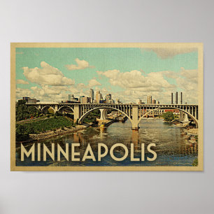 Minneapolis Poster Vintage Travel Art Minnesota