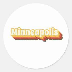 Minneapolis Retro Vintage Text Classic Round Sticker