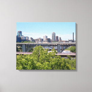 Minneapolis Skyline and Bridges Canvas Print
