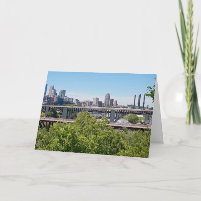 Minneapolis Skyline and Bridges Card (Front)