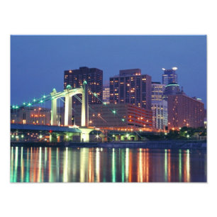 Minneapolis Skyline at Night Photo Print