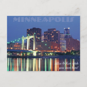 Minneapolis Skyline at night Postcard