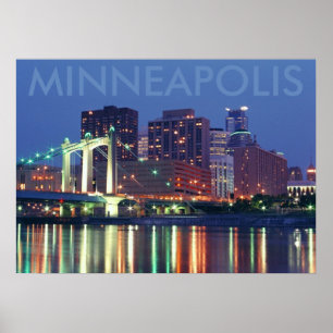 Minneapolis Skyline at night Poster