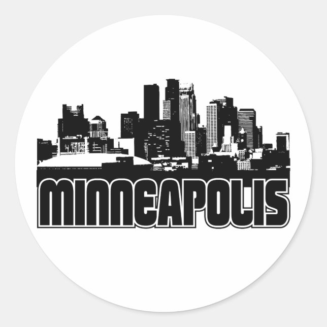 Minneapolis Skyline Classic Round Sticker (Front)