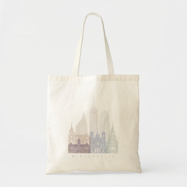 MINNEAPOLIS SKYLINE POSTER PASTEL TOTE BAG (Front)